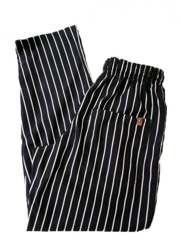 Red Kap Chef Designs Men&#039;s Spun Poly Elastic Waist Pants Stripe Black, XL