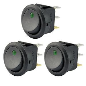 Autoec new 3pc car truck rocker toggle led switch green light on-off control ... for sale