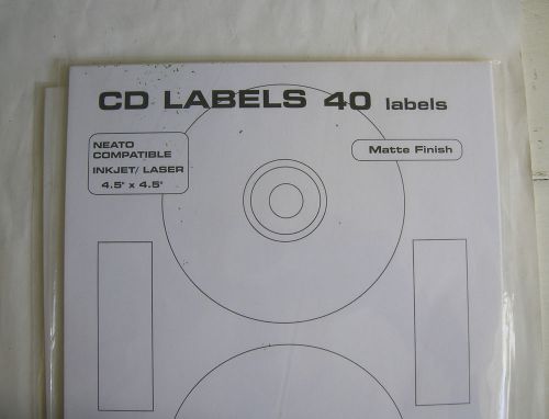 Neato CD Labels 2/page for inkjet or laser printers, matte white, 52 total