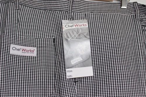 CHEF WORKS PANTS BLACK WHITE CHECKED HOUNDSTOOTH 48x34 TALL NEW NWT BELT LOOPS