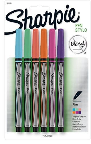 Sharpie Pen, Fine Point, Assorted Colors, 6-Count