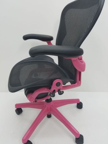 Aeron custom pink by chairtech fully adjustable ergonomic chair herman miller for sale