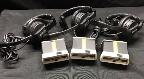 Lot of 3 Clear-Com Headset w 3x 501 Belt Pack Clearcom Intercom
