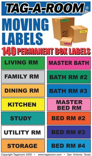 Tag-A-Room Moving Labels 140 Count Color Coded Moving Stickers Labels Moving ...