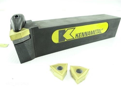 New kennametal indexable tool holder dwlnr204d 1-1/4&#034; shank + 3 carbide inserts for sale