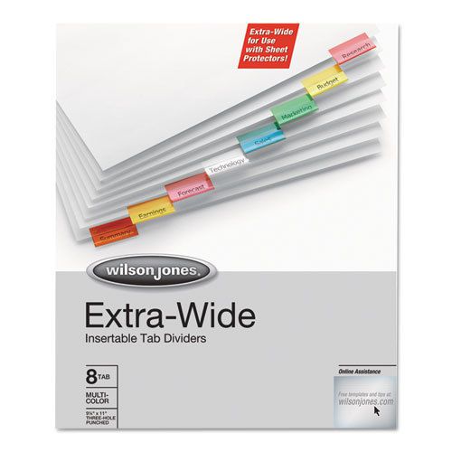 Oversized reinforced insertable index, multicolor 8-tab, 9-1/4 x 11, white for sale