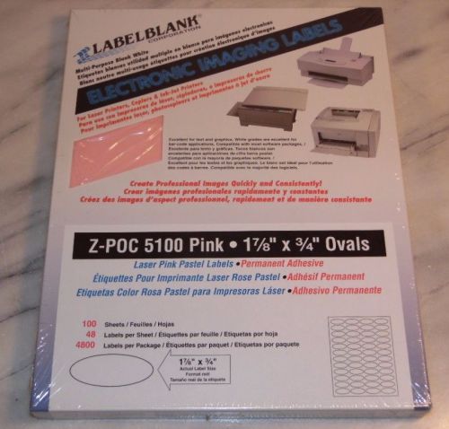 LABELBLANK 5100 Pink Oval Printing Laser Labels - 100 Sheets 1-7/8&#034; x 3/4&#034;