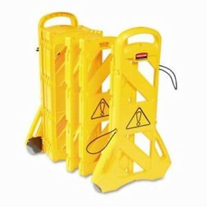 Rubbermaid 9S11 Extendable Mobile Safety Barrier, Yellow (RCP 9S11 YEL)