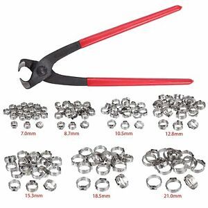 130PCS Single Ear Hose Clamps /Ear Crimping Tool Kit With 304 Stainless Steel