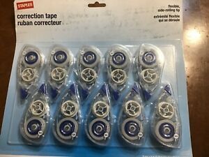 Staples correction tape flexible side rolling tip 10 pack new