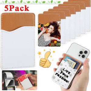 5Pcs Sublimation Blanks Adhesive Phone Wallet PU Leather Card Holders DIY Gift