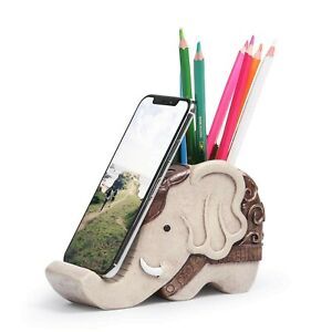 Mokani Pen Pencil Holder with Cell Phone Stand, Multifunctional Elephant Shap...