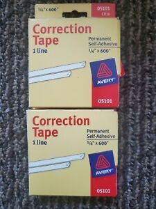Avery Correction Tape 05101 Set of 2 1/6” X 600” CR-16 1 Line Permanent Adhesive