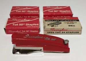 Vintage Swingline Tot 50 Red Mini Stapler With 4 Boxes of Staples