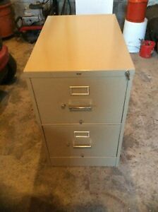 Two-drawer metal filing cabinet with locks
