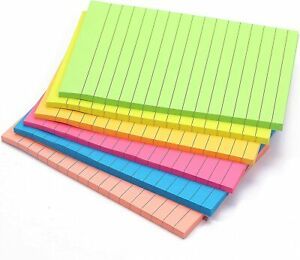 Sticky Notes - Lined Sticky Notes, 6 Pads, 300 Sheets (50 / Pad ), 6 Bright
