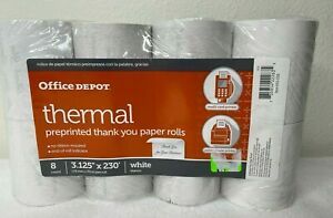 Office Depot Thank You Thermal  Paper Rolls, 3 1/8&#034; x 230&#039;, White,  8  Rolls