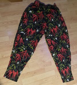 New 100% Cotton Baggy Chef Pants Chili Pepper Made in USA. Medium