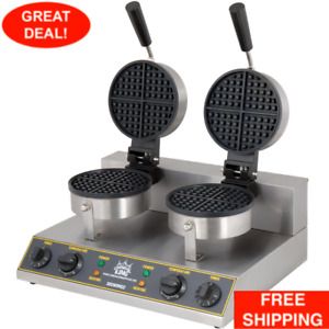 Non-Stick Double Waffle Maker with Timers Commercial Cooking Waffle Makers 120V