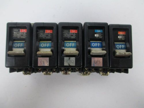 Lot 5 fuji assorted cp31 cp31d 2a 3a 15a circuit breaker 50v-dc 250v-ac d303655 for sale