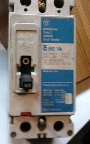 Used cutler hammer westinghouse ehd 2060 2p 60a 480v breaker for sale