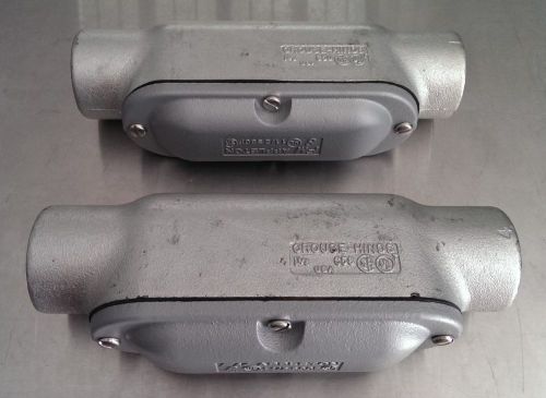Lot of 2 crouse hinds c58 condulet body &#034;c&#034; straight 1-1/2&#034; rigid w/covers for sale