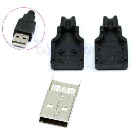 New 10pcs type a male usb 4 pin plug socket connector with black plastic cover for sale