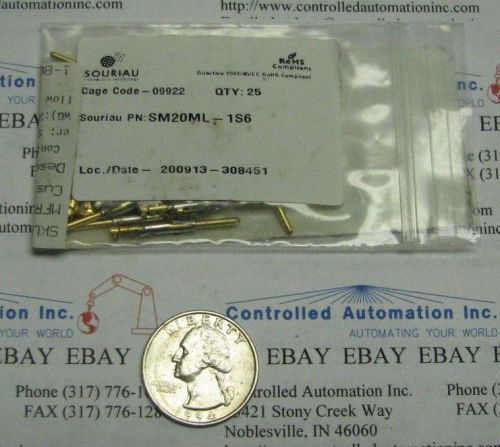 Souriau crimp pins, gold, sm20ml-1s6/sm20ml1s6, bag of 25 for sale