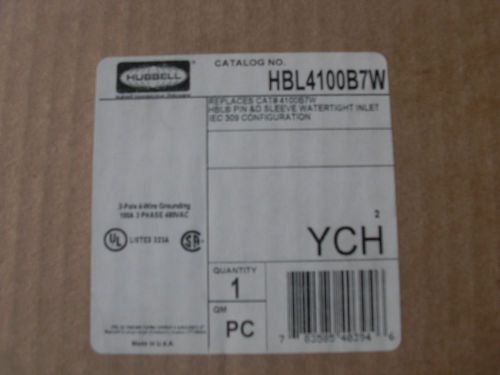 Hubbell hbl4100b7w receptacle/cap 100a 480v nib for sale