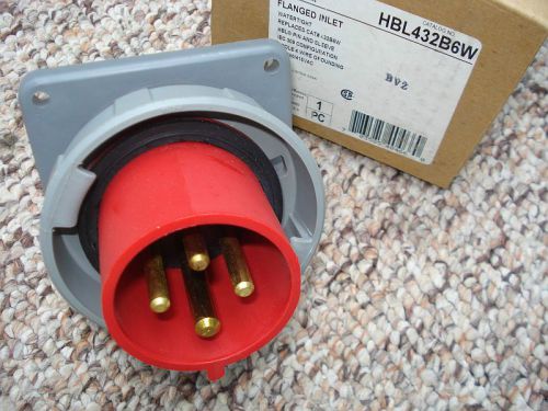 Hubbell hbl432b6w watertight iec pin and sleeve flanged inlet 3p4w 32a 380-415v for sale