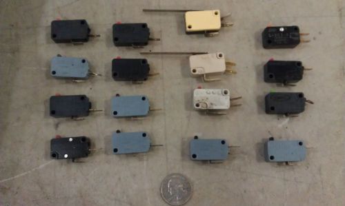 5AA39 SET OF 16 MOMENTARY SWITCHES: (8) NO, (4) NC, (4) NO / NC, VERY GOOD COND