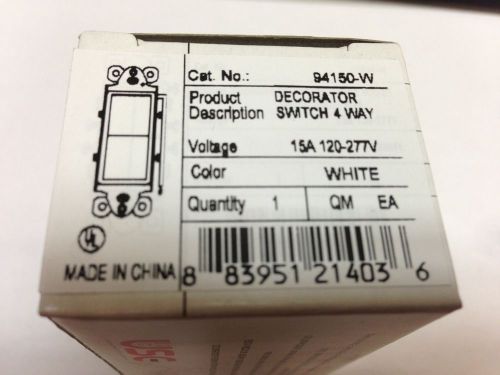 Decorator 15A Switch, 4-Way Rocker Switch, AC Quiet Light Switch 94150-W White