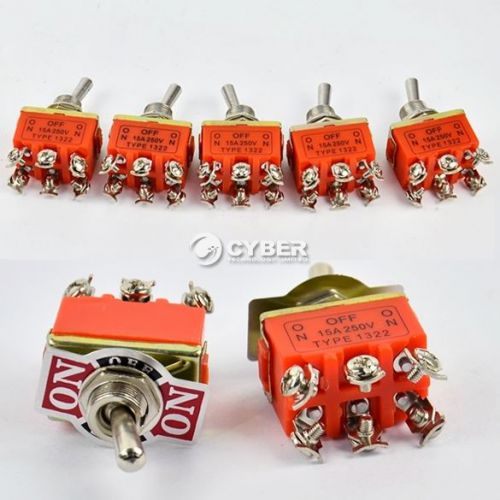 DZ88 10pcs 6-Pin Toggle DPDT ON-OFF-ON Switch 15A 250V High Quality
