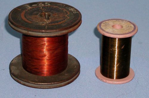Lot (2) spool vintage ge formex 35 awg &amp; molecu moleculoy 45 awg magnet wire for sale