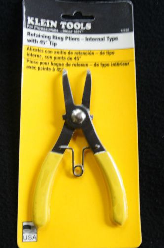 KLEIN TOOLS RETAINING RING PLIERS-INTERNAL TYPE WITH 45 DEGREE TIP #73238 NEW!!