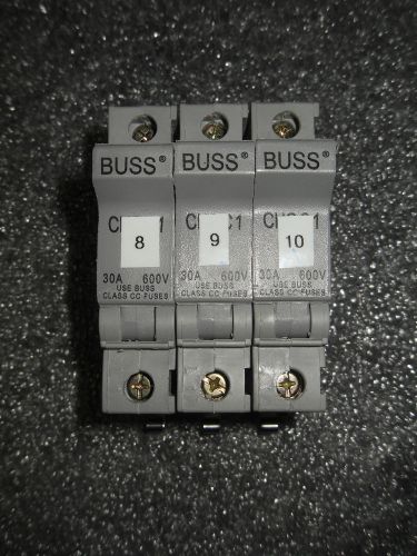 (v41-2) 1 lot of 3 used bussmann chcc1 30a 600v fuse holders for sale