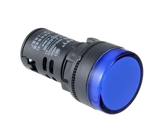 AC 220V LED Pilot Indicator Light Signal Lamp Black Blue