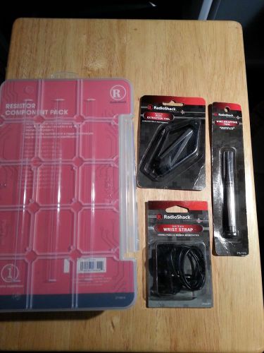 New radioshack resistor component pack + wrist strap anti + plcc extraction tool for sale