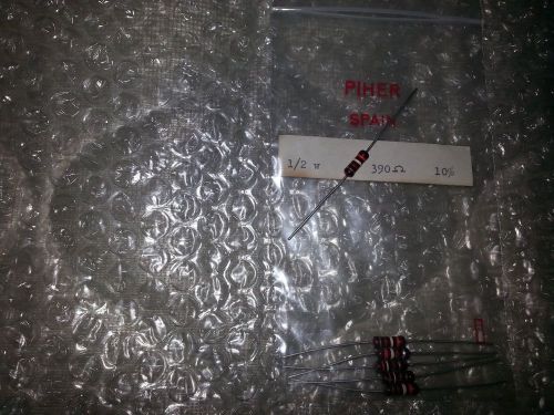 Piher Spain 390 ohm 1/2 Watt Carbon Film Vintage Resistors (6) Pack