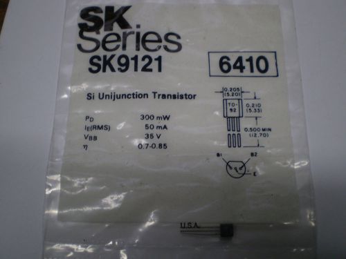 SK9121 SK Series 6410 Bipolar Unijunction Transistor, TO-92