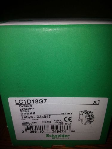 Schneider Electric LC1D18G7 120V COIL, 32 A, 3 POLE CONTACTOR BRAND NEW IN BOX