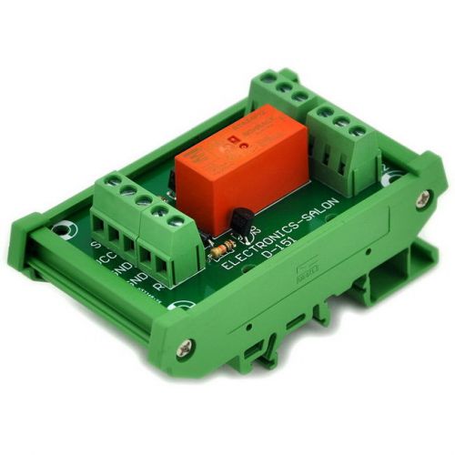 Bistable DPDT 8 Amp Relay Module, DC12V Coil, with DIN Rail Carrier Housing
