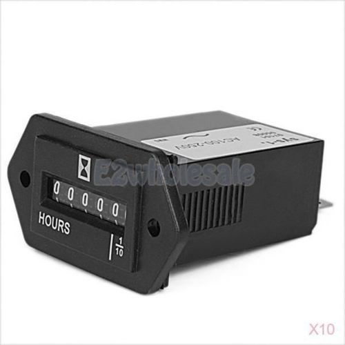 10x ac100-250v 6-digit display hour meter counter hourmeter boat car truck auto for sale