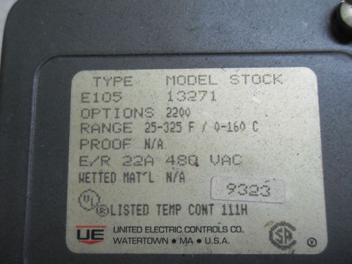 (x5-8) 1 new united electric e105 13271 temp control for sale