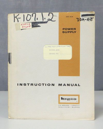 Kepco Voltage Regulated Power Supply Model 1020 Instruction Manual