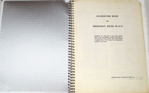 VINTAGE CALIBRATION BOOK FOR FREQUENCY METER FR-4/U - CHASSIS NO 0439