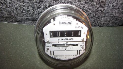 VINTAGE SINGLE PHASE DUNCAN ELECTRIC UTILITY POWER WATTHOUR METER - STEAMPUNK