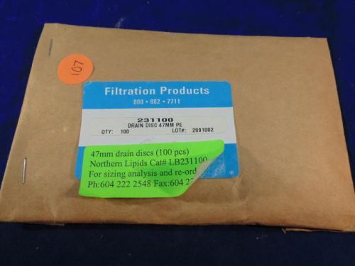 100X FILTRATION PRODUCTS 231100 DRIAN DISC 47MM PE LB231100 C8-1-107