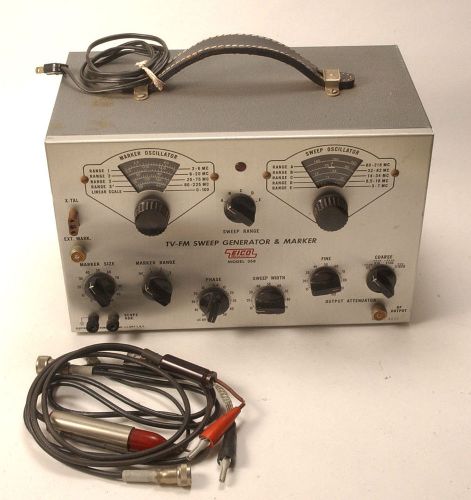 Vtg eico model 368 tv-fm sweep generator &amp; marker test equipment with probe cord for sale