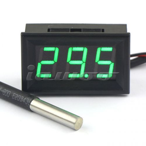 Fridge water temperature monitor  dc green led digital thermometer -55-125°c for sale